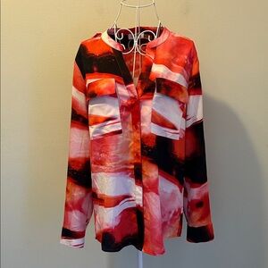 Calvin Klein Vibrant Red and Black Blouse